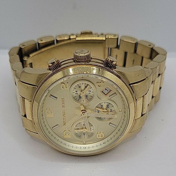 Michael Kors MK5055 Unisex Stainless Steel Analog Gold brushed Dial Watch BC807 - Picture 6 of 9